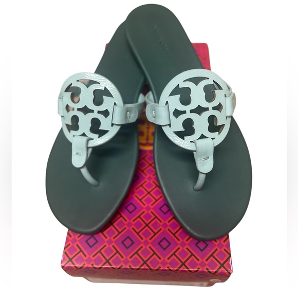 Tory Burch Miller Soft Light Blue and Green Sandal Size 7.5 - Picture 2 of 7